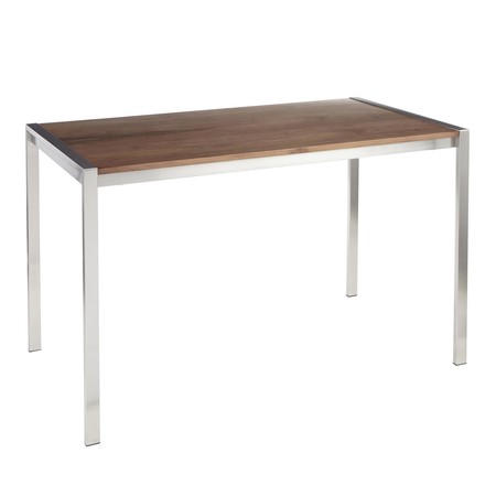 LUMISOURCE Fuji Modern Dining Table in Stainless Steel with Walnut Wood Top DT-FUJ4728 SSWL